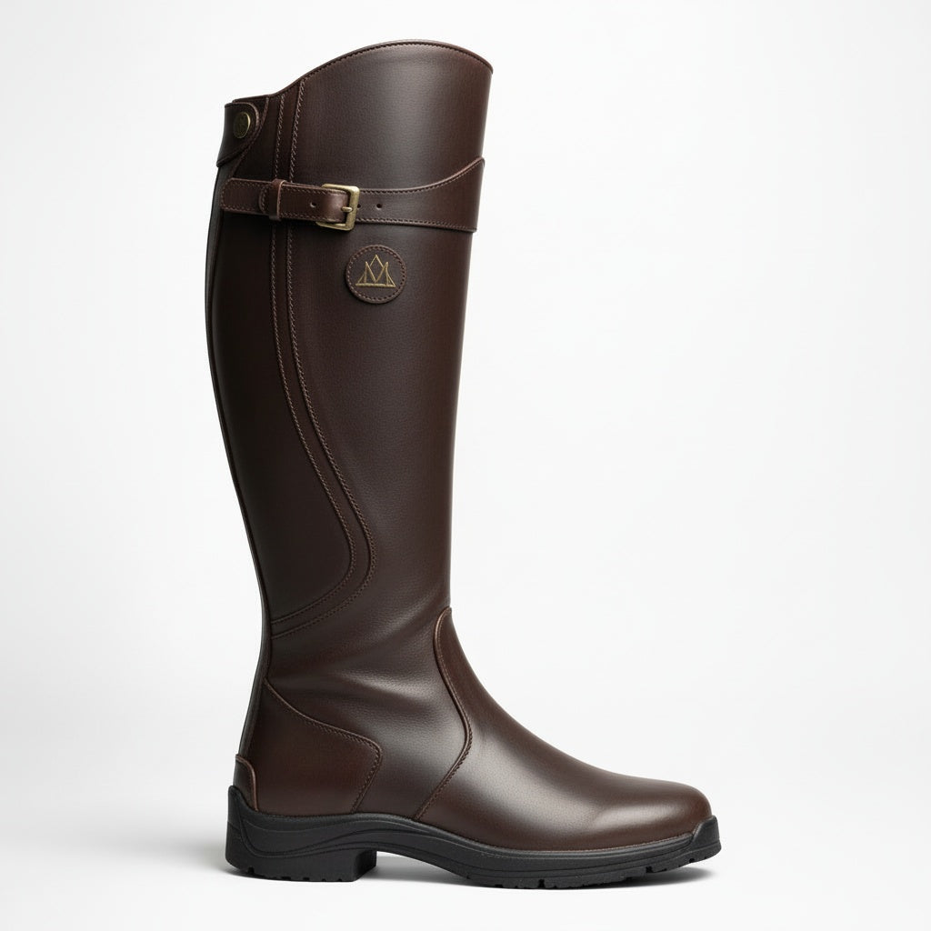 Kendra | Classic Black Leather Waterproof Riding Boots