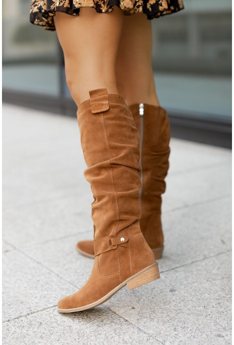 Side Zip Slouchy Knee High Boots