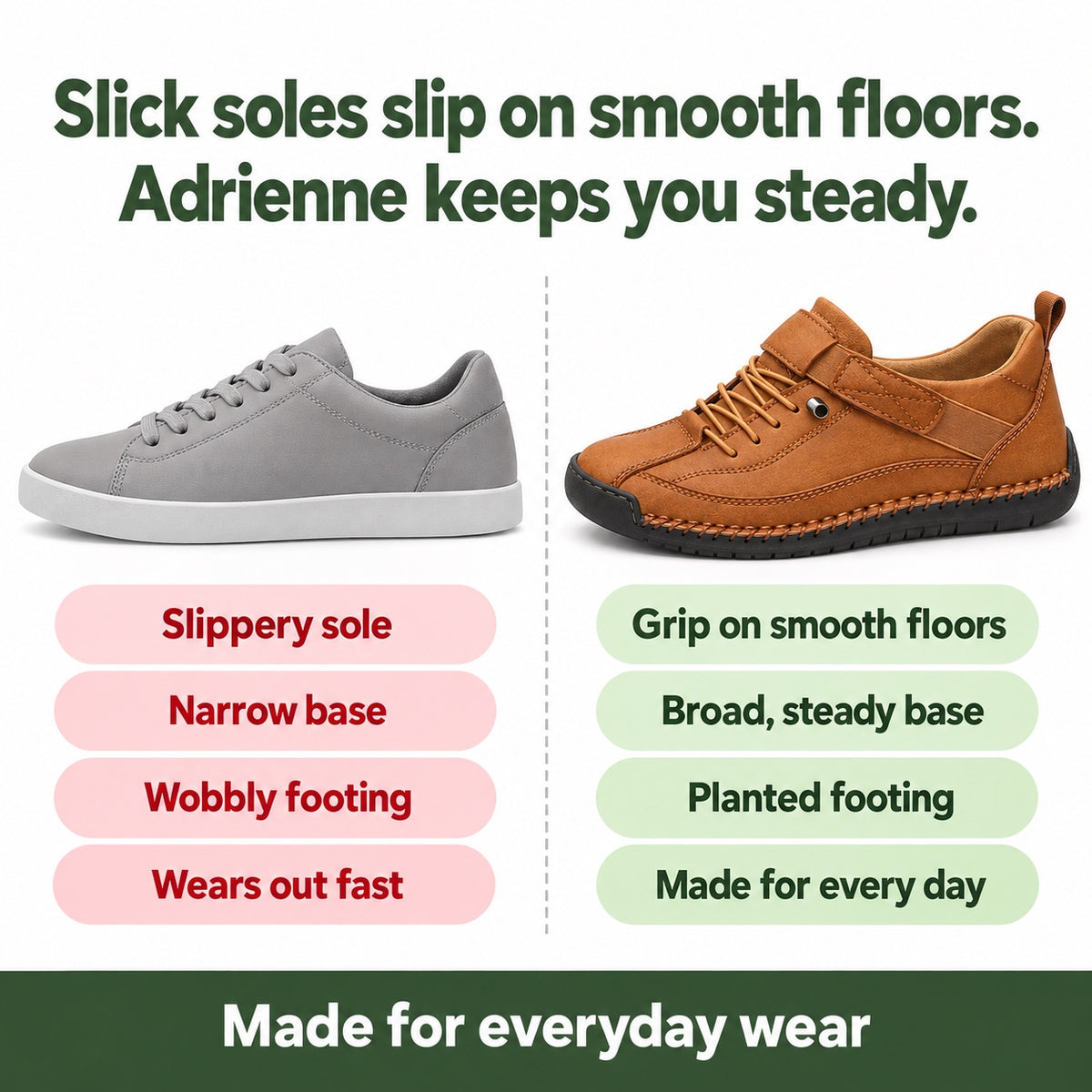 Adrienne – Women's Walking Sneakers, compared with an ordinary shoe