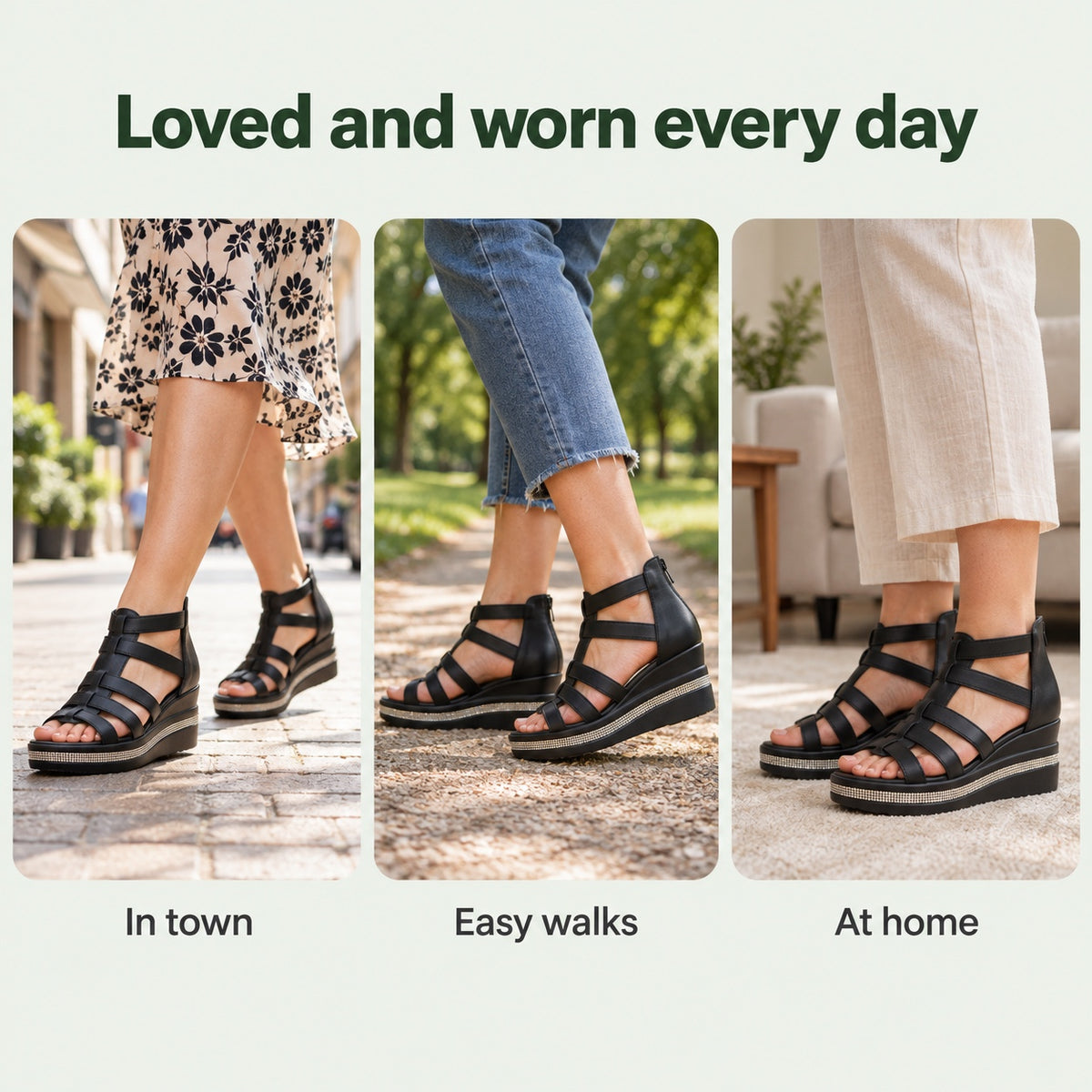 Amelia – Women's Comfortable Sandals, worn every day