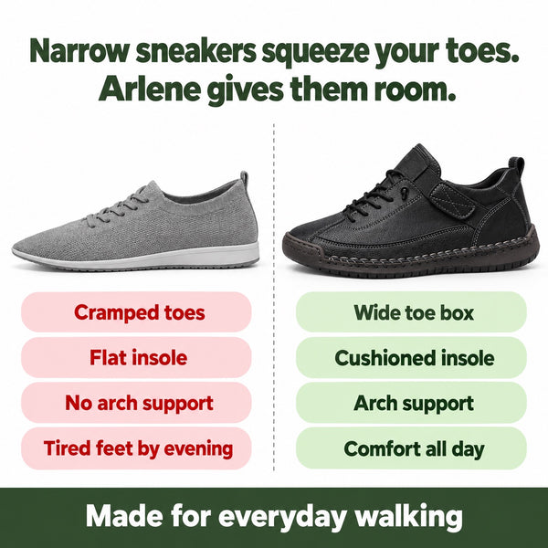 Arlene – Women's Plantar Fasciitis Sneakers, compared with an ordinary shoe