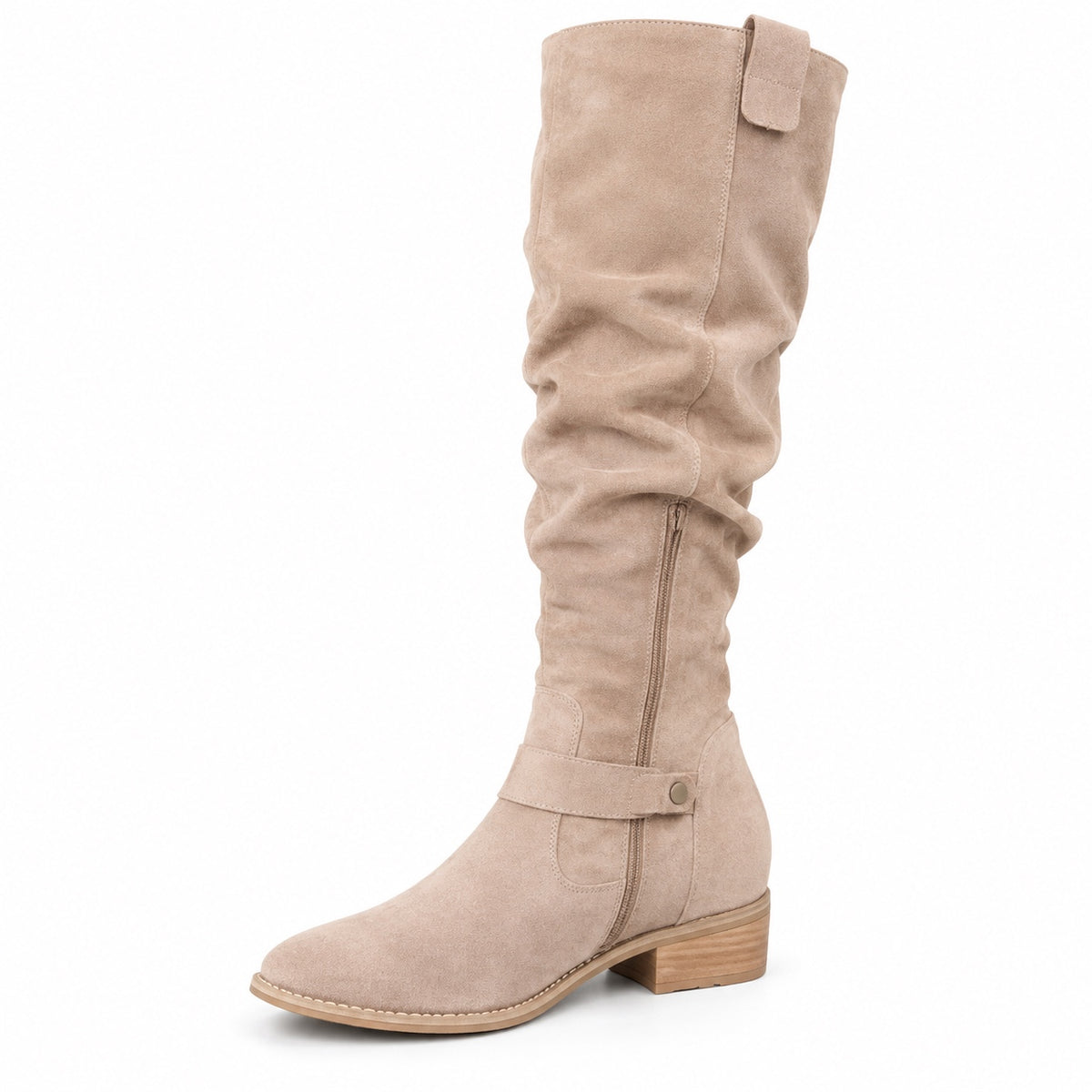 Avery – Unisex Wide Calf Boots in Beige