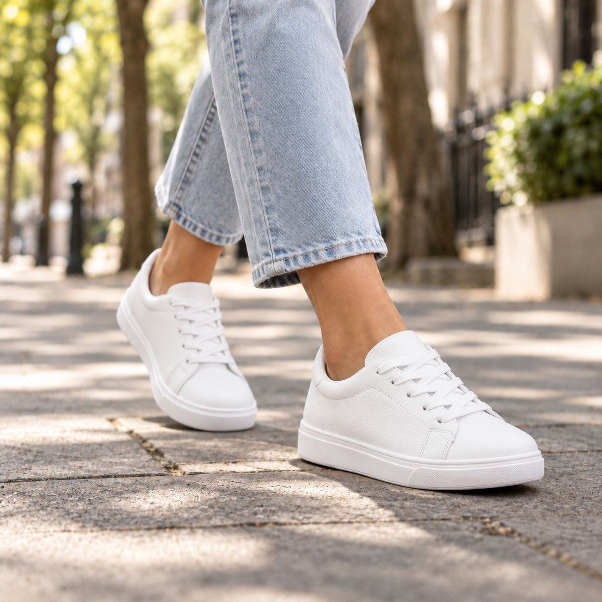 Becker – Unisex Lace-Up Sneakers, worn on a walk