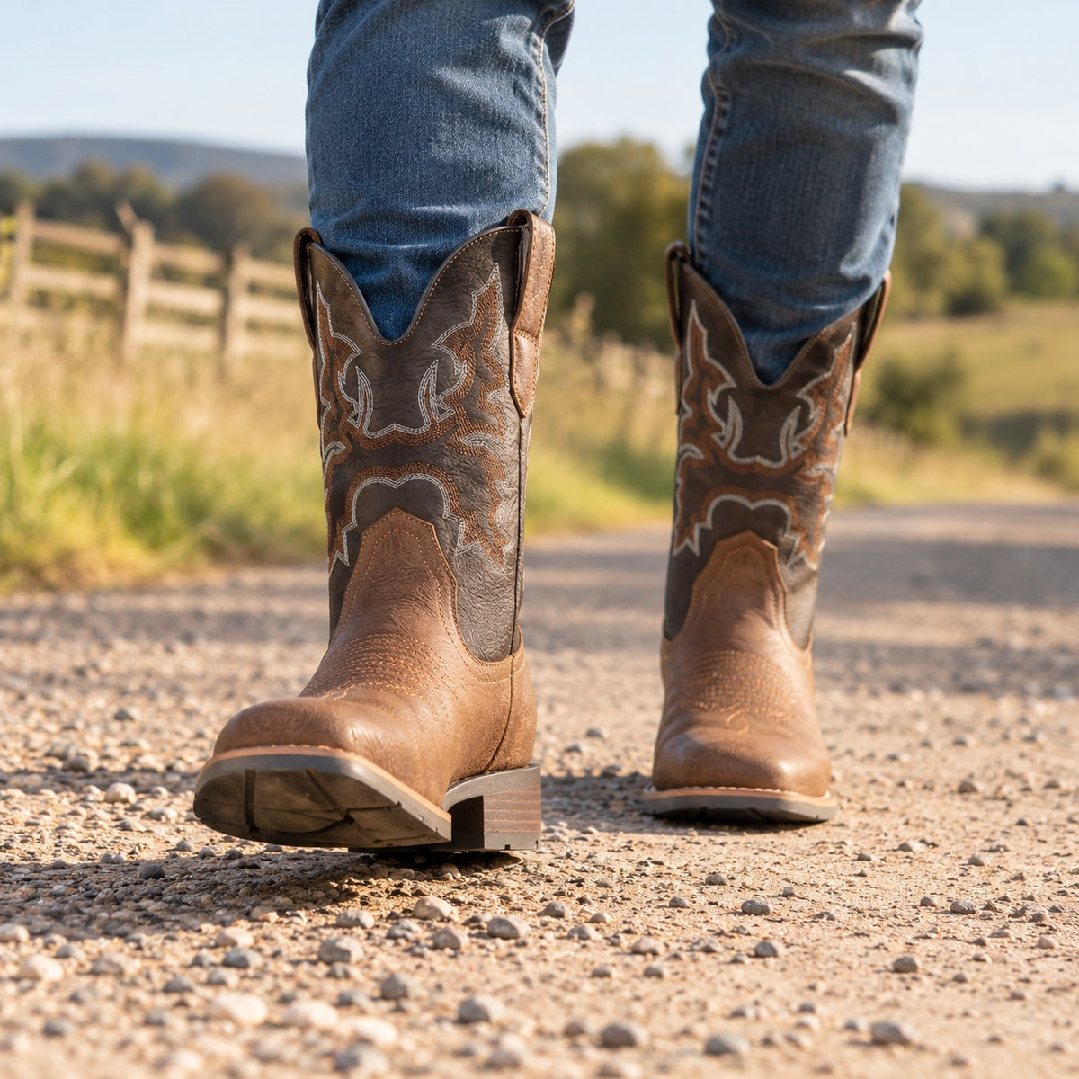 Beckett – Unisex Wide Calf Boots, worn on a walk