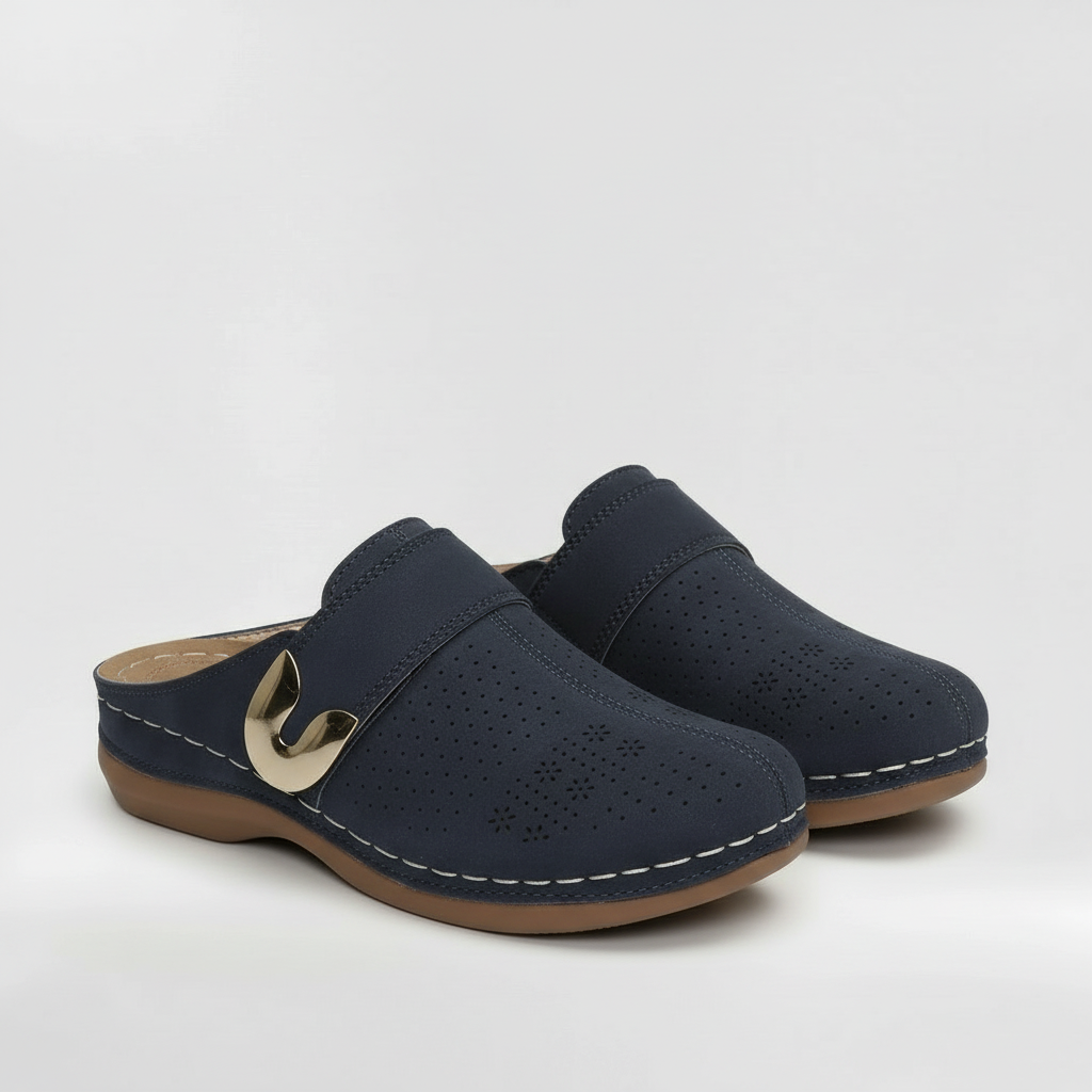 Women's Buckle Clogs Slip On Comfort Mules with Non-Slip Sole