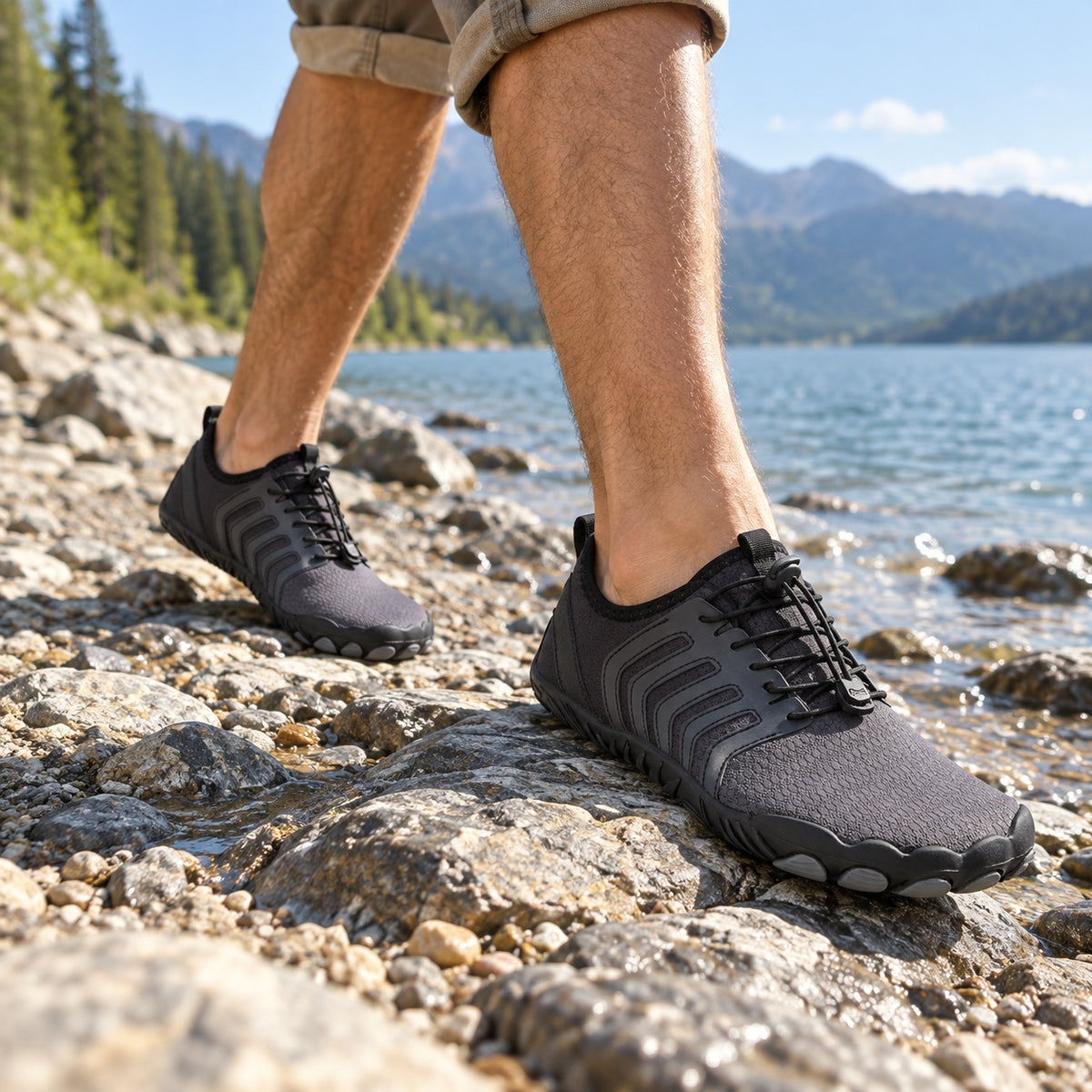 Campbell – Unisex Barefoot Shoes, worn on a walk