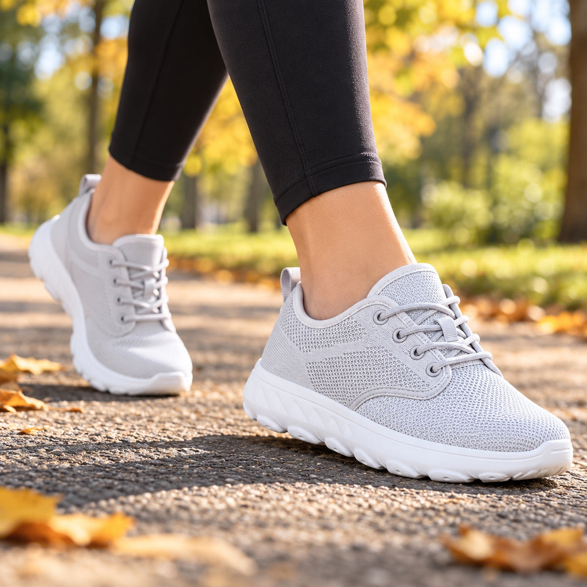 Carla – Women's Wide Toe Box Sneakers worn on a walk