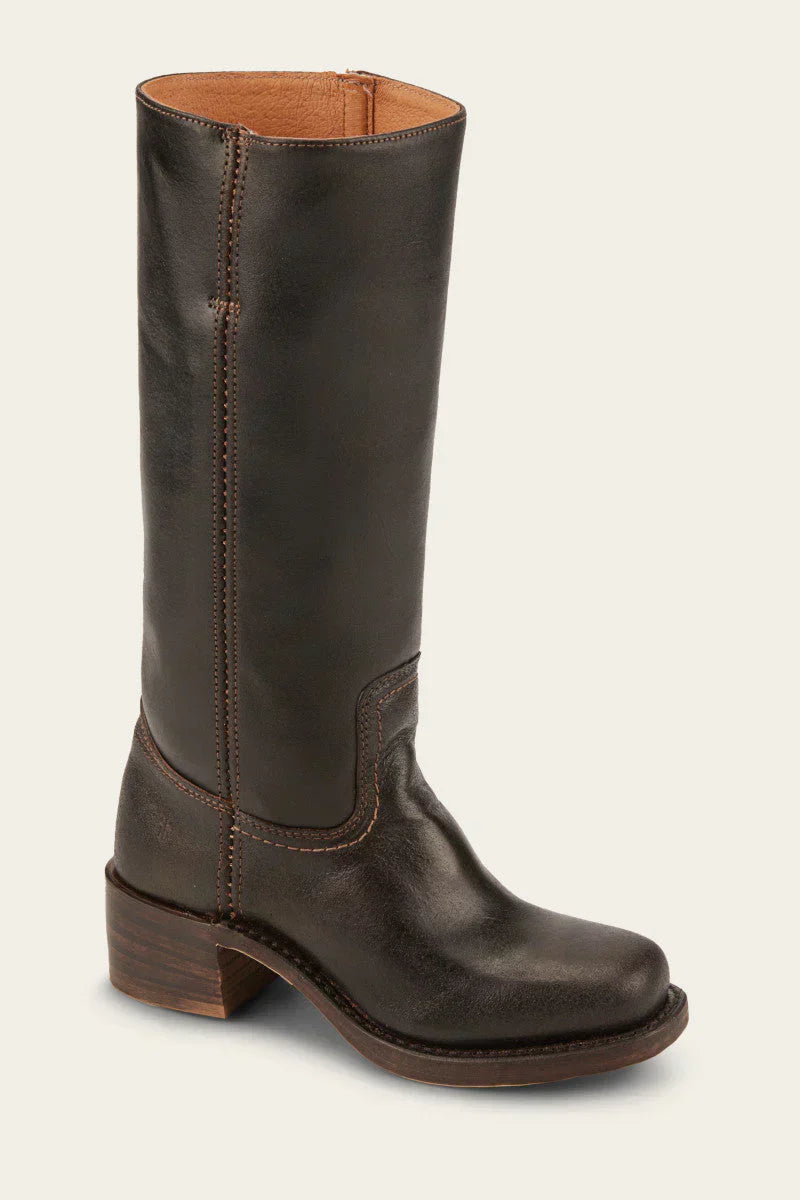 Carol | Mid Calf Boots with Block Heel and Stitch Detail