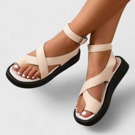 Carol | Platform Sandals with Criss Cross Straps and Ankle Strap