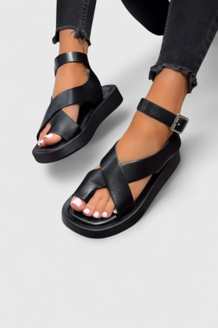 Carol | Platform Sandals with Criss Cross Straps and Ankle Strap