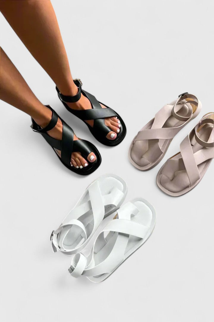 Carol | Platform Sandals with Criss Cross Straps and Ankle Strap