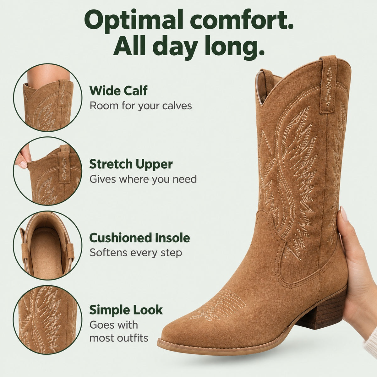 Casey – Women's Wide Calf Boots, features