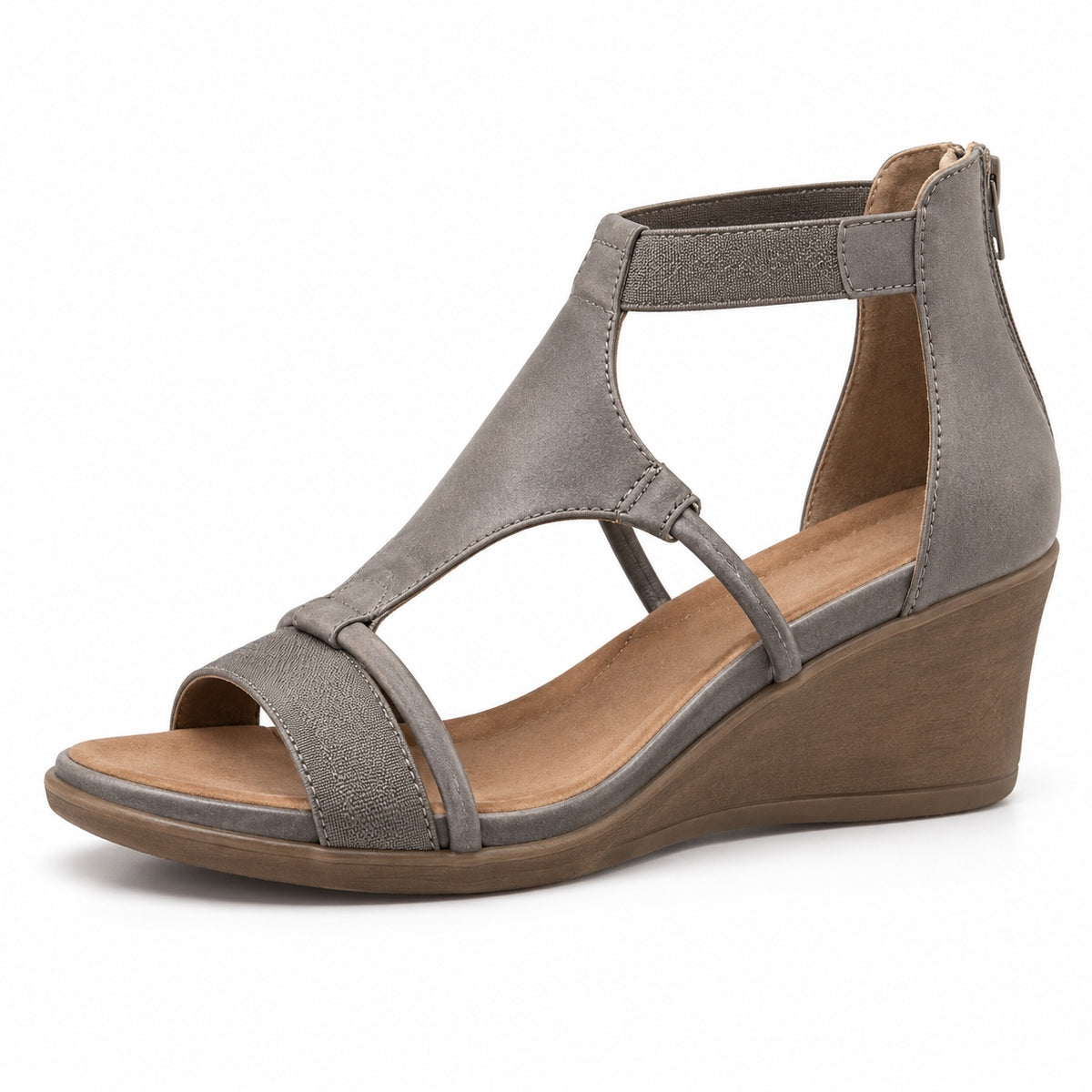 Catherine – Women's Wide Toe Box Sandals in Gray