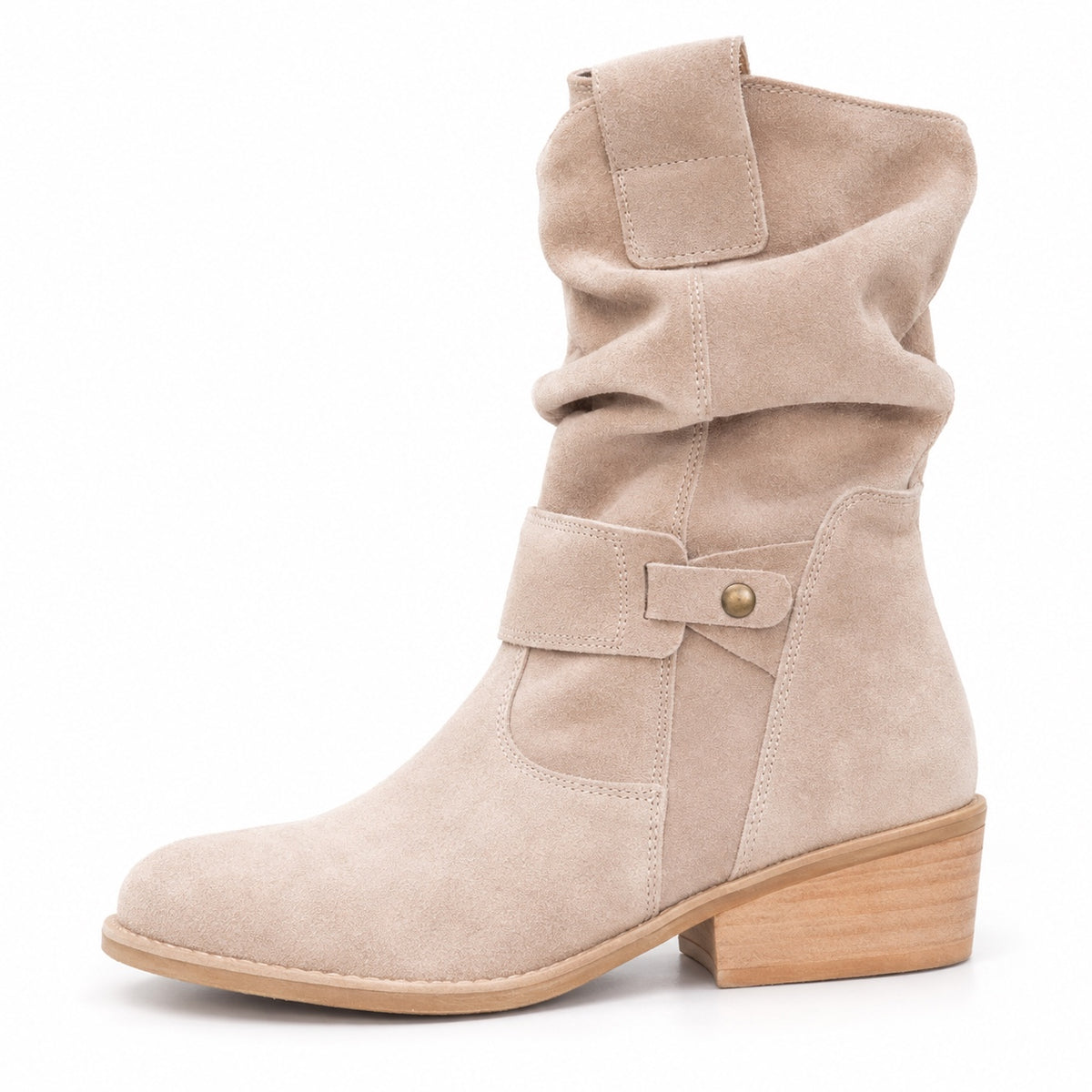 Cook – Unisex Wide Calf Boots in Suede Beige