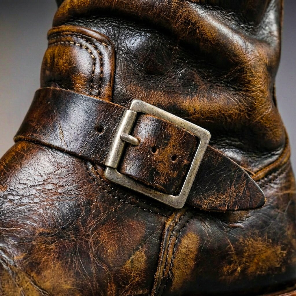 Men's Boots | Mid-Calf Leather Buckle Strap