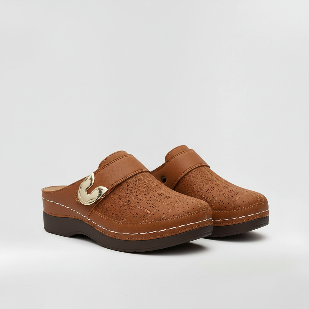 Women's Buckle Clogs Slip On Comfort Mules with Non-Slip Sole