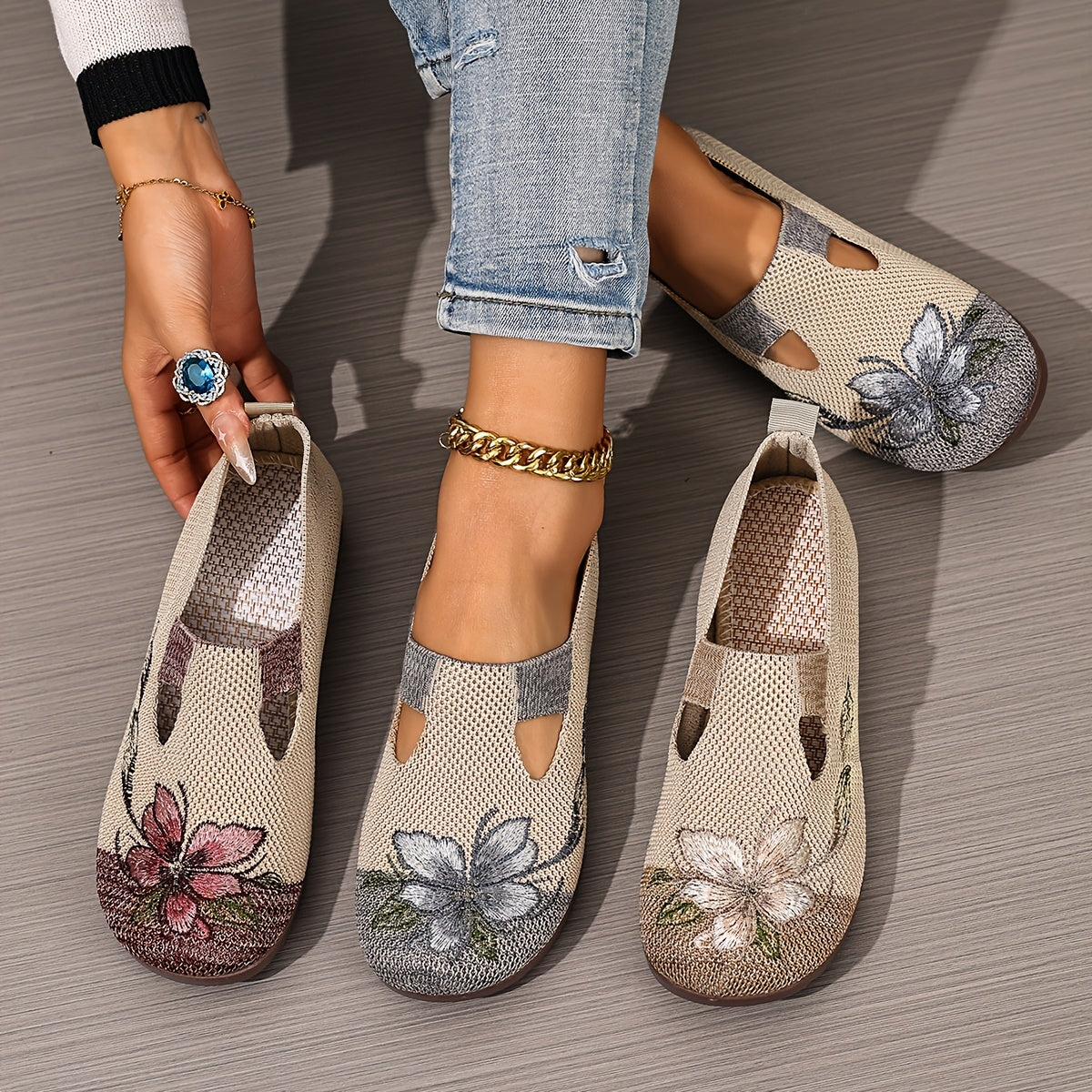 Marjorie | Embroidered Slip-On Flats