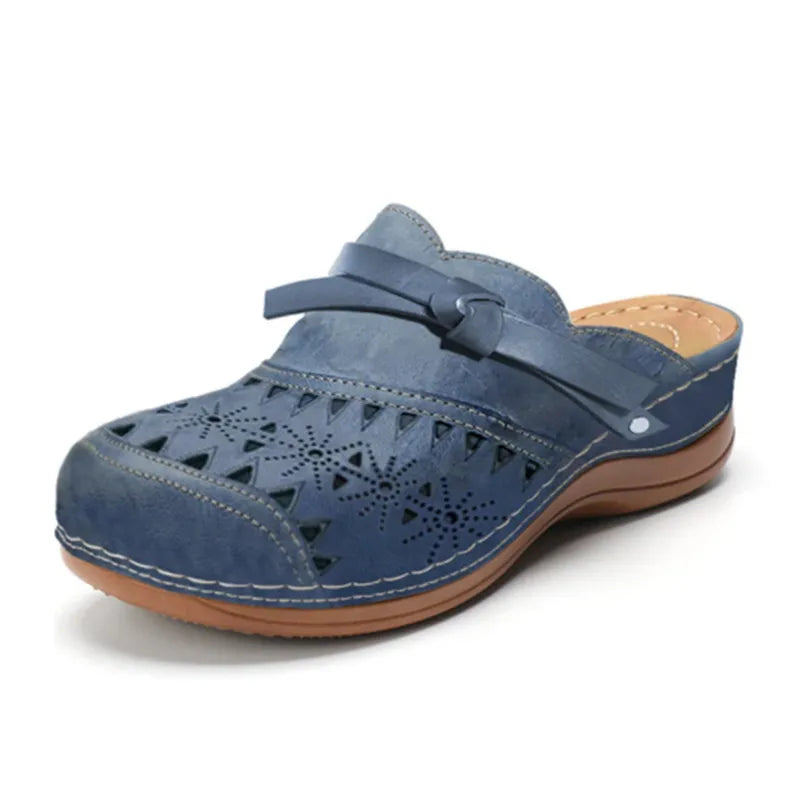 Women's Clogs | Closed Toe Wedge Arch Support Leather