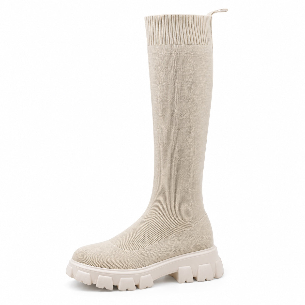 Edna – Women's Wide Calf Boots in Cream