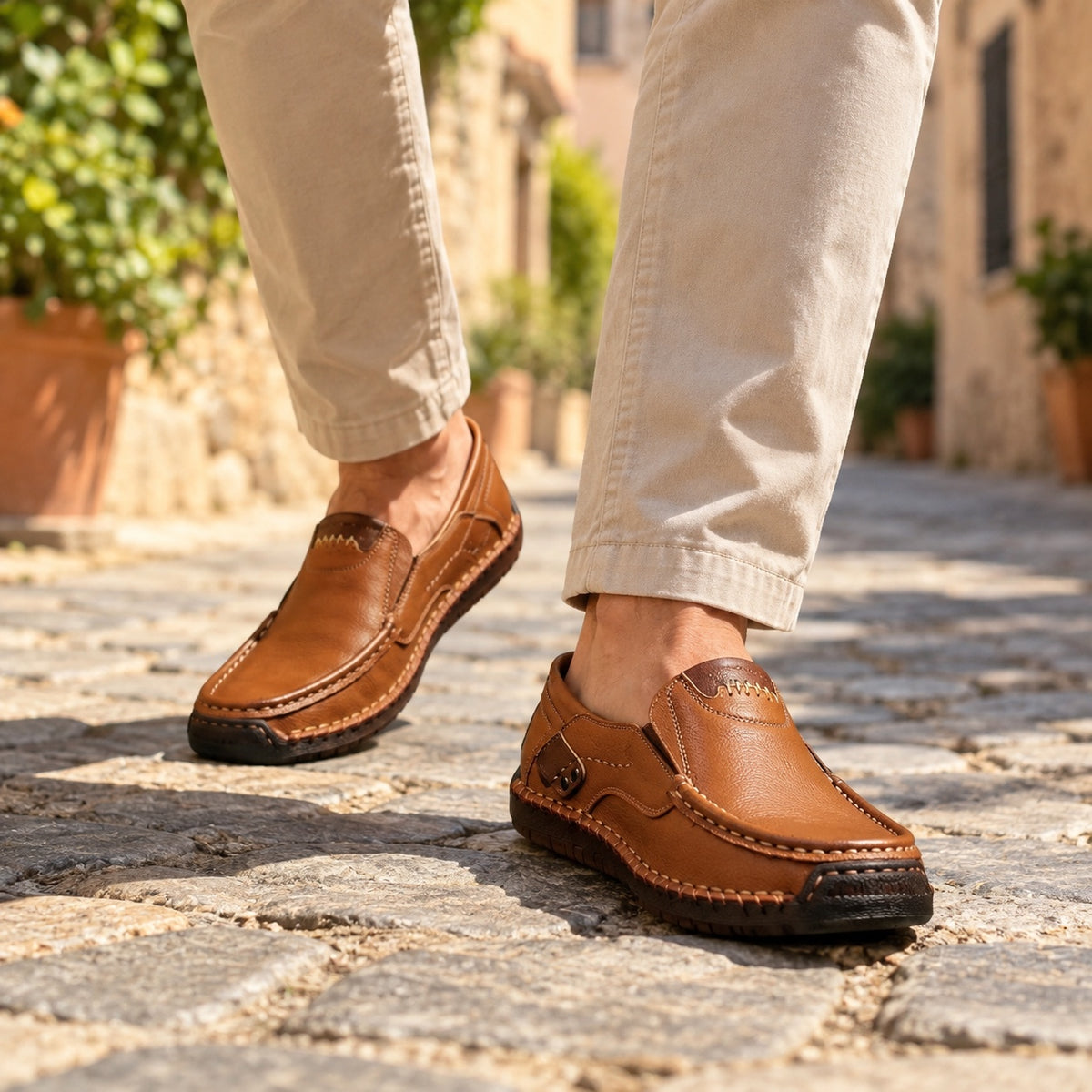 Edwards – Unisex Slip-On Loafers, worn on a walk