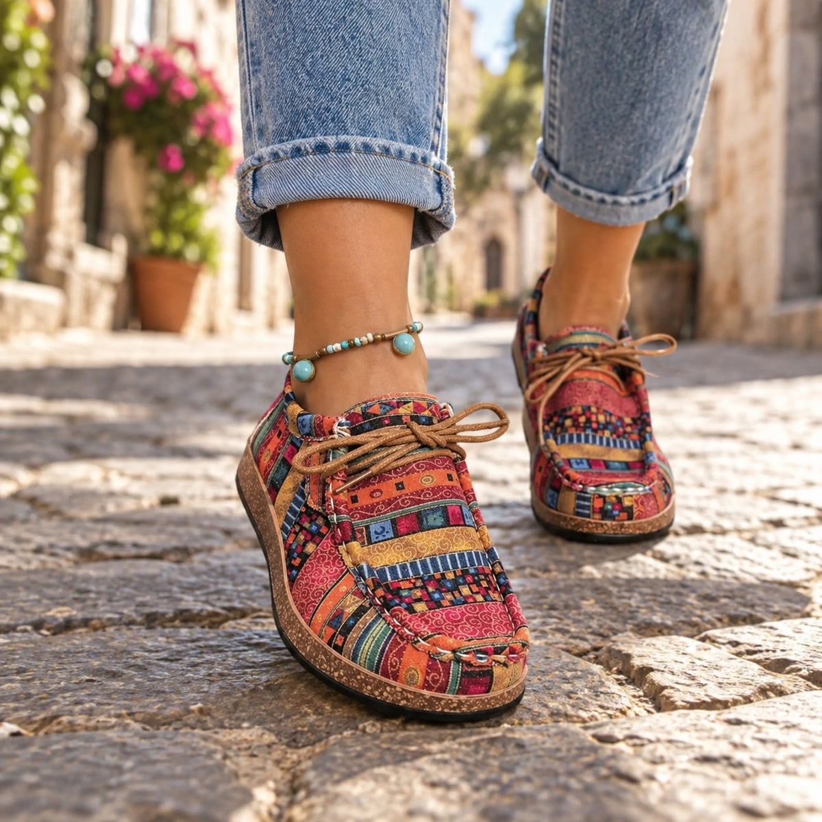 Elena – Women's Comfort Sneakers, worn on a walk