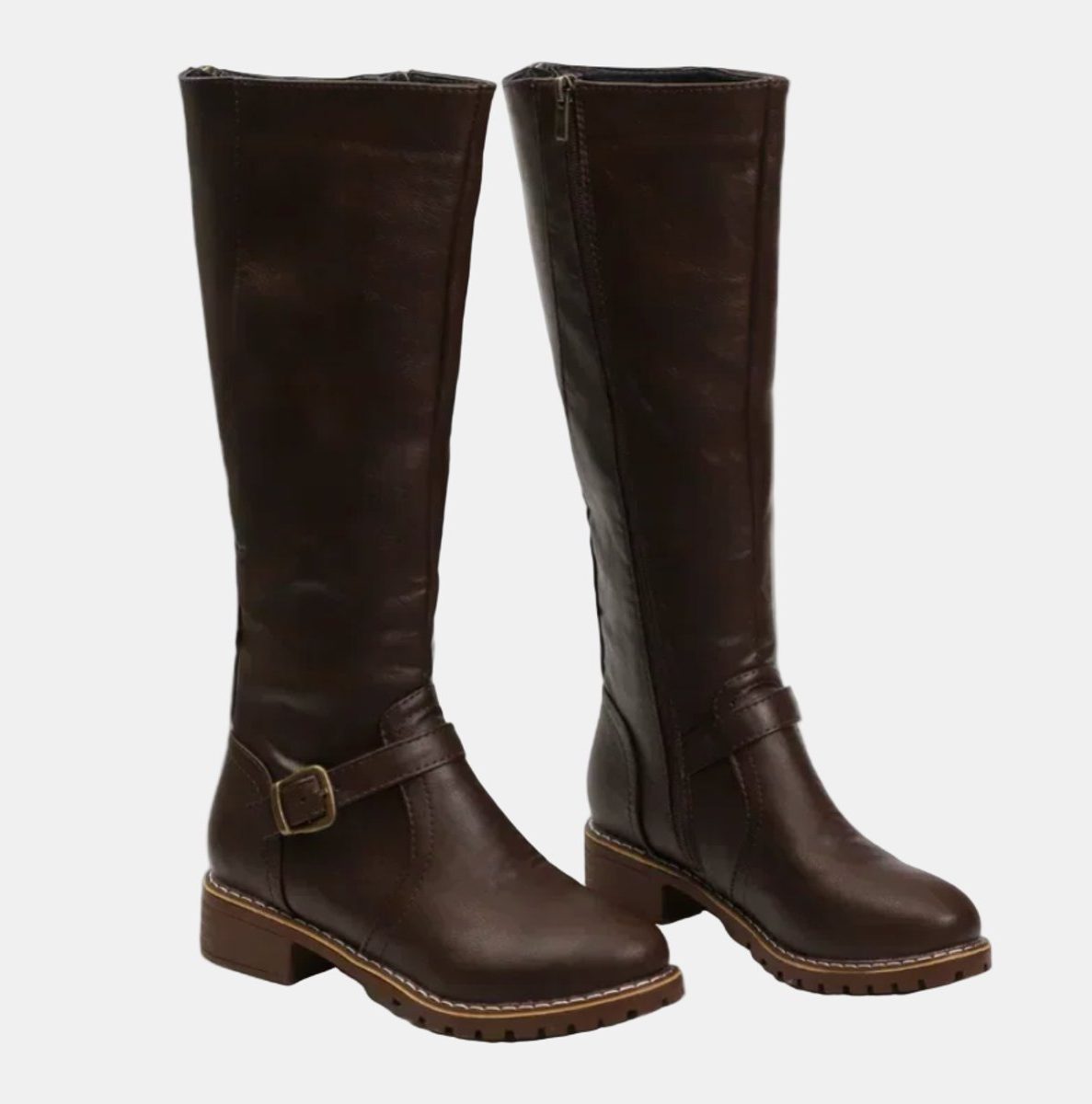 Elif | Tall Block Heel Riding Boots with Buckle Strap for Women