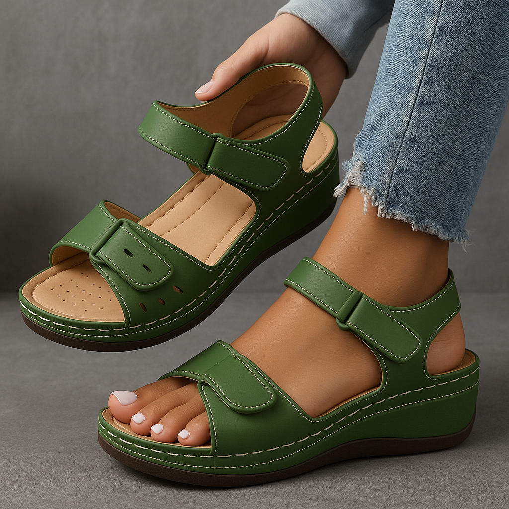 Women's Orthopedic Wedge Sandals Breathable Open Toe Adjustable Strap Walking Shoes