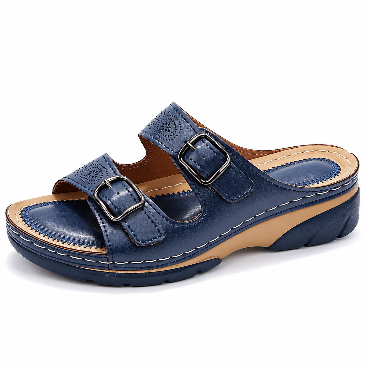 Erma – Women's Wide Toe Box Sandals in Dark Blue