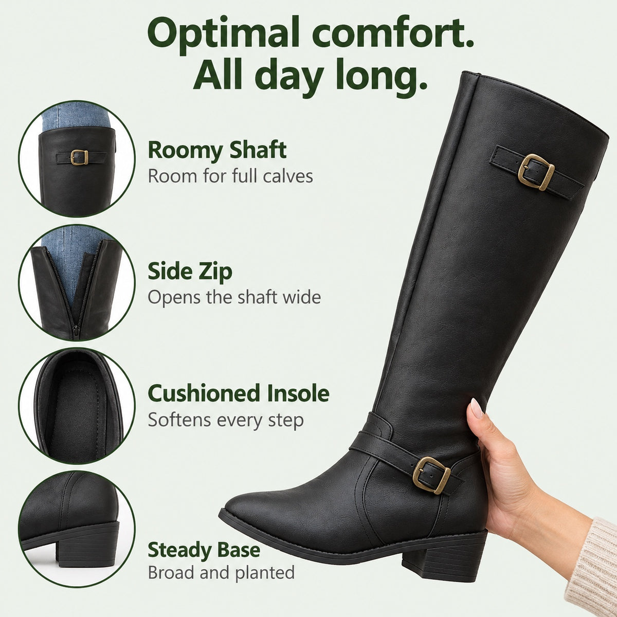 Evans – Unisex Wide Calf Boots, features