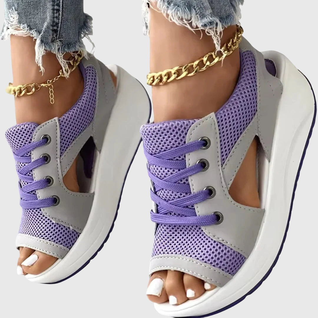 Evelyn | Platform Wedge Sandals with Lace-Up Closure and Open Toe