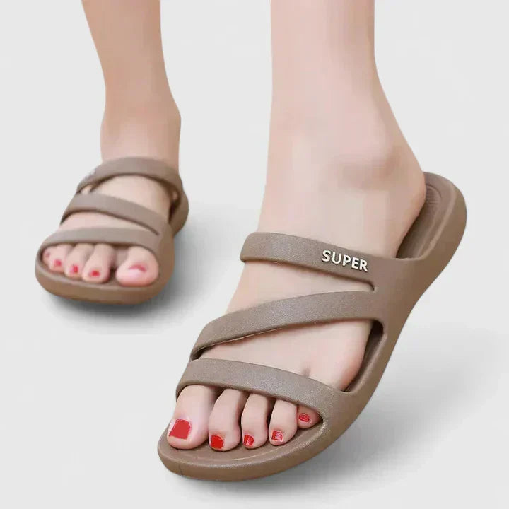 Evelyn | Slip On Sandals with Dual Straps and Contoured Footbed
