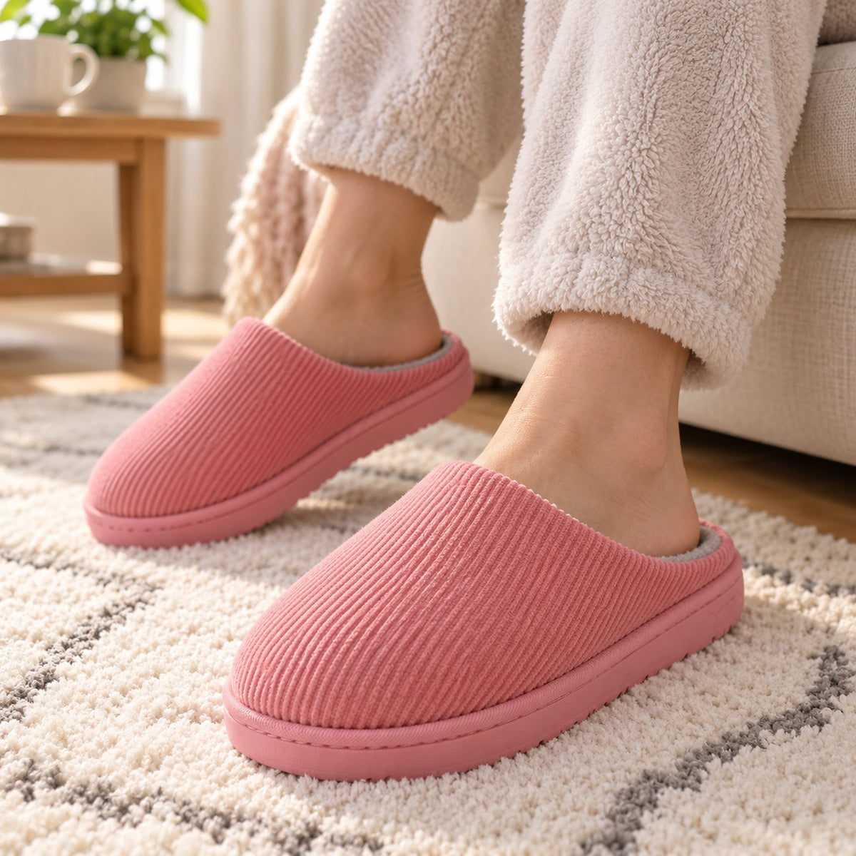 Francine – Women's Comfort Slippers, worn on a walk