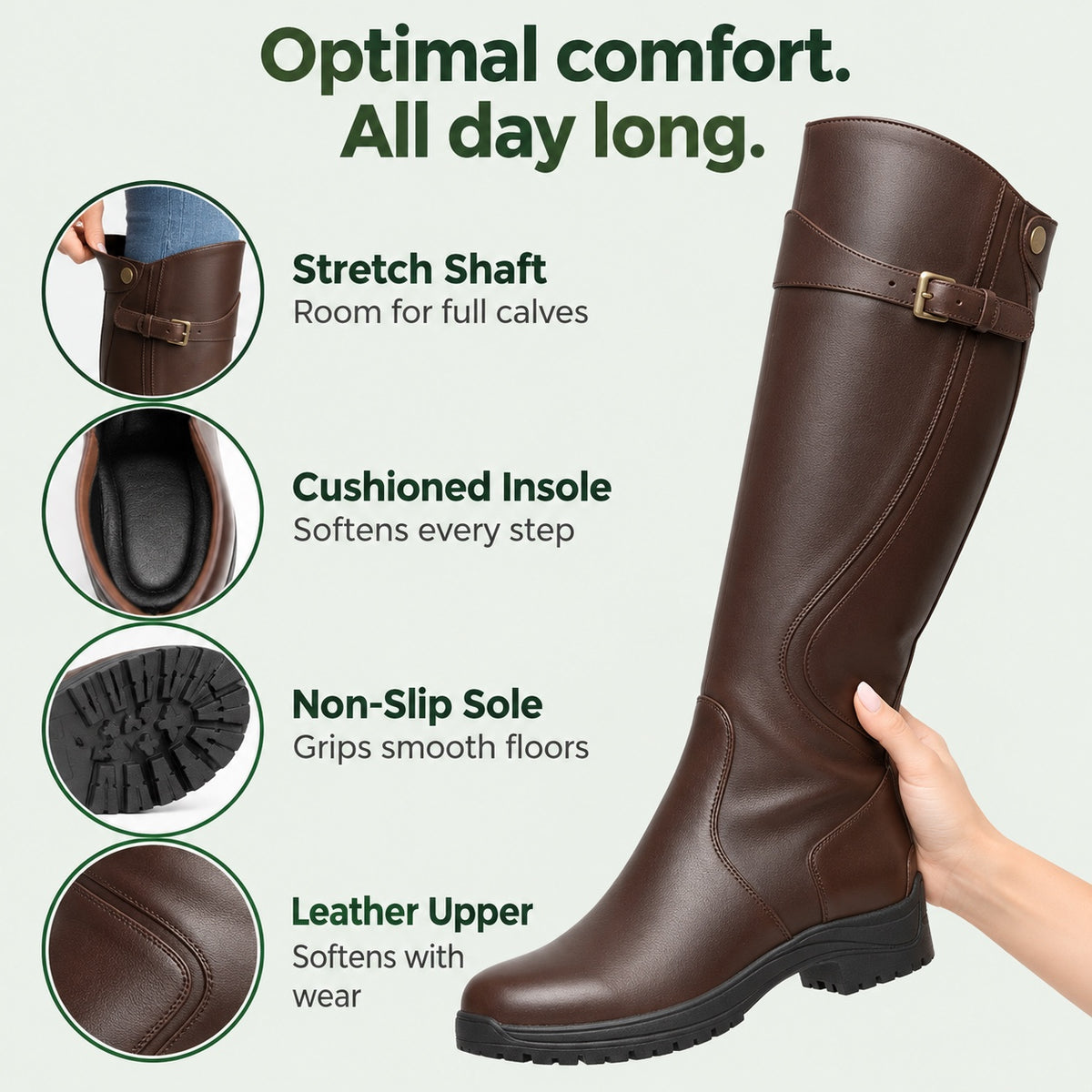Fuller – Unisex Wide Calf Boots, features