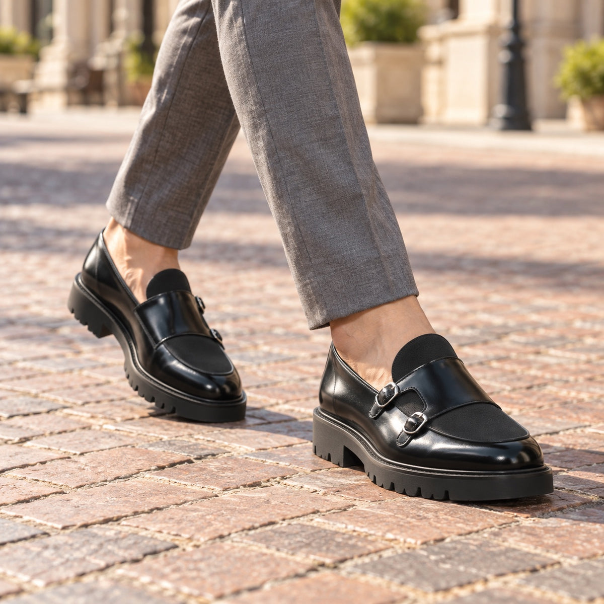 Geoffrey – Men's Wide Toe Box Loafers, worn on a walk