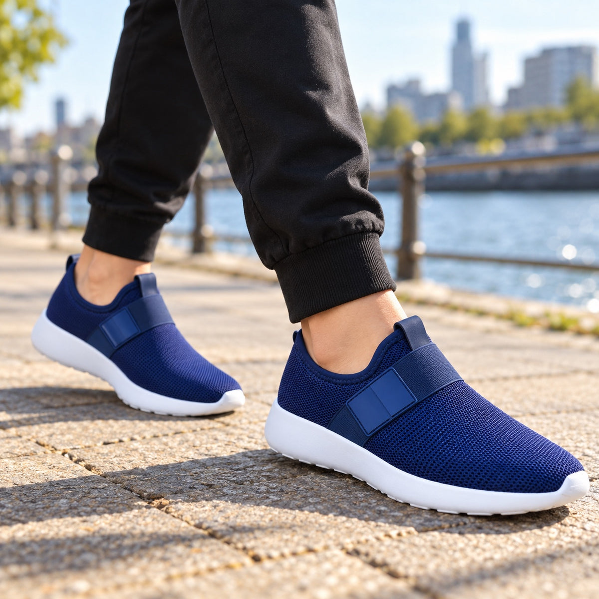 Glen – Men's Wide Toe Box Sneakers, worn on a walk