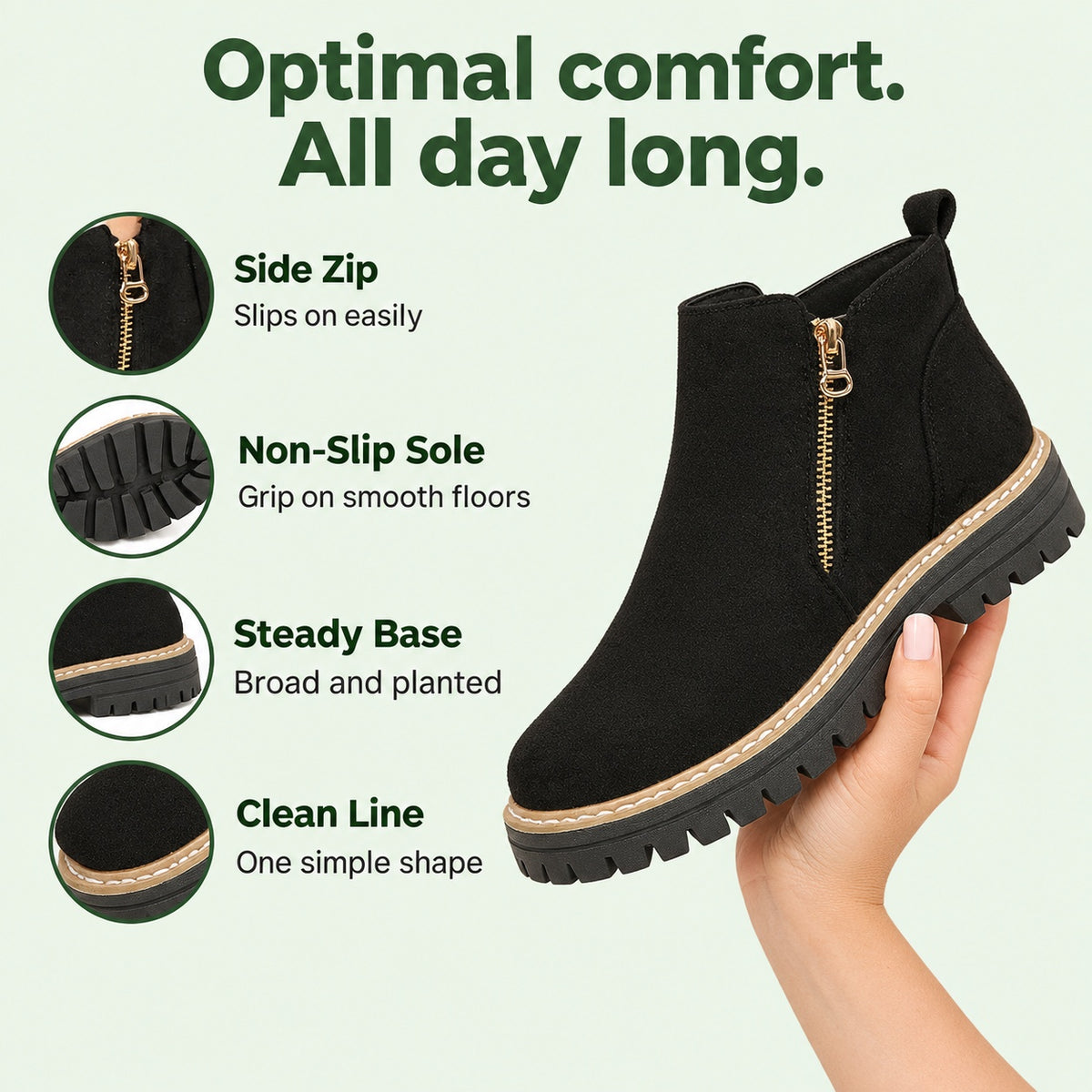 Glenda – Women's Comfort Boots, features