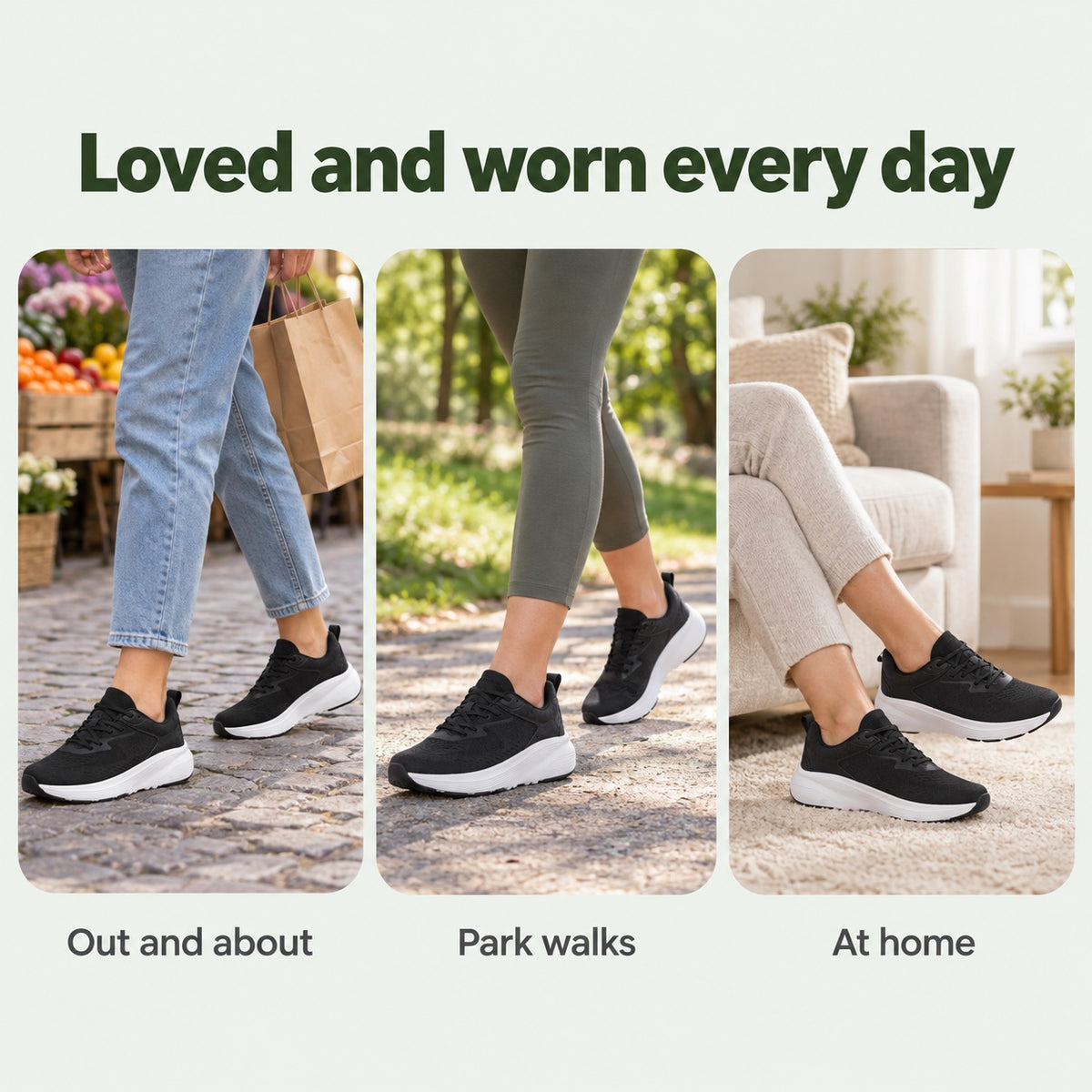 Gray – Unisex Wide Toe Box Sneakers, worn every day
