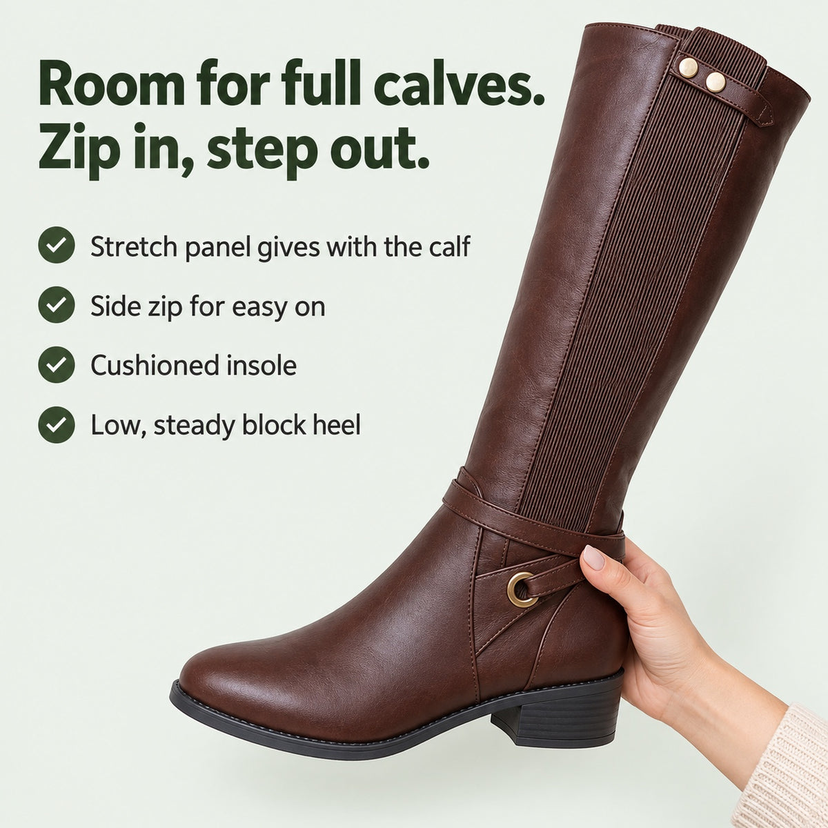 Gretchen – Women's Wide Calf Boots, key benefits