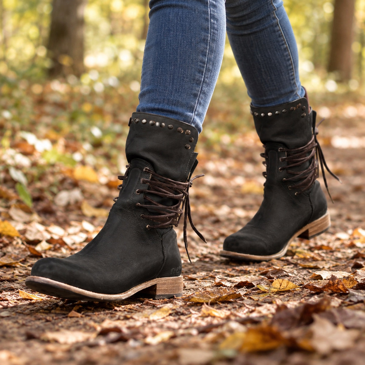 Griffin – Unisex Wide Calf Boots, worn on a walk