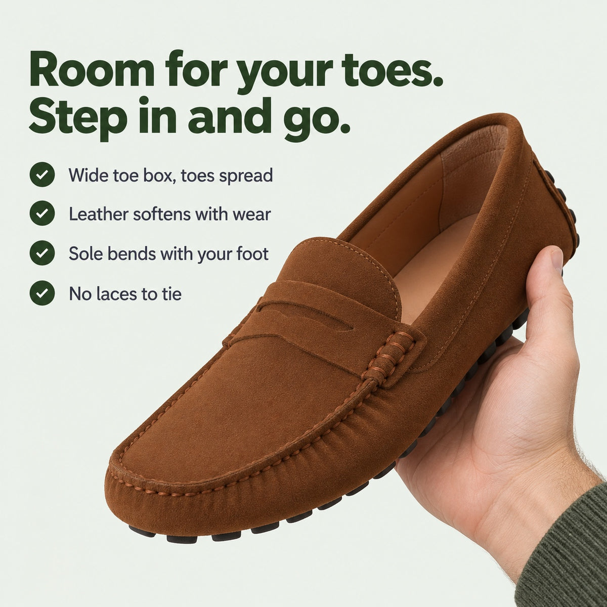 Harvey – Men's Wide Toe Box Loafers, key benefits