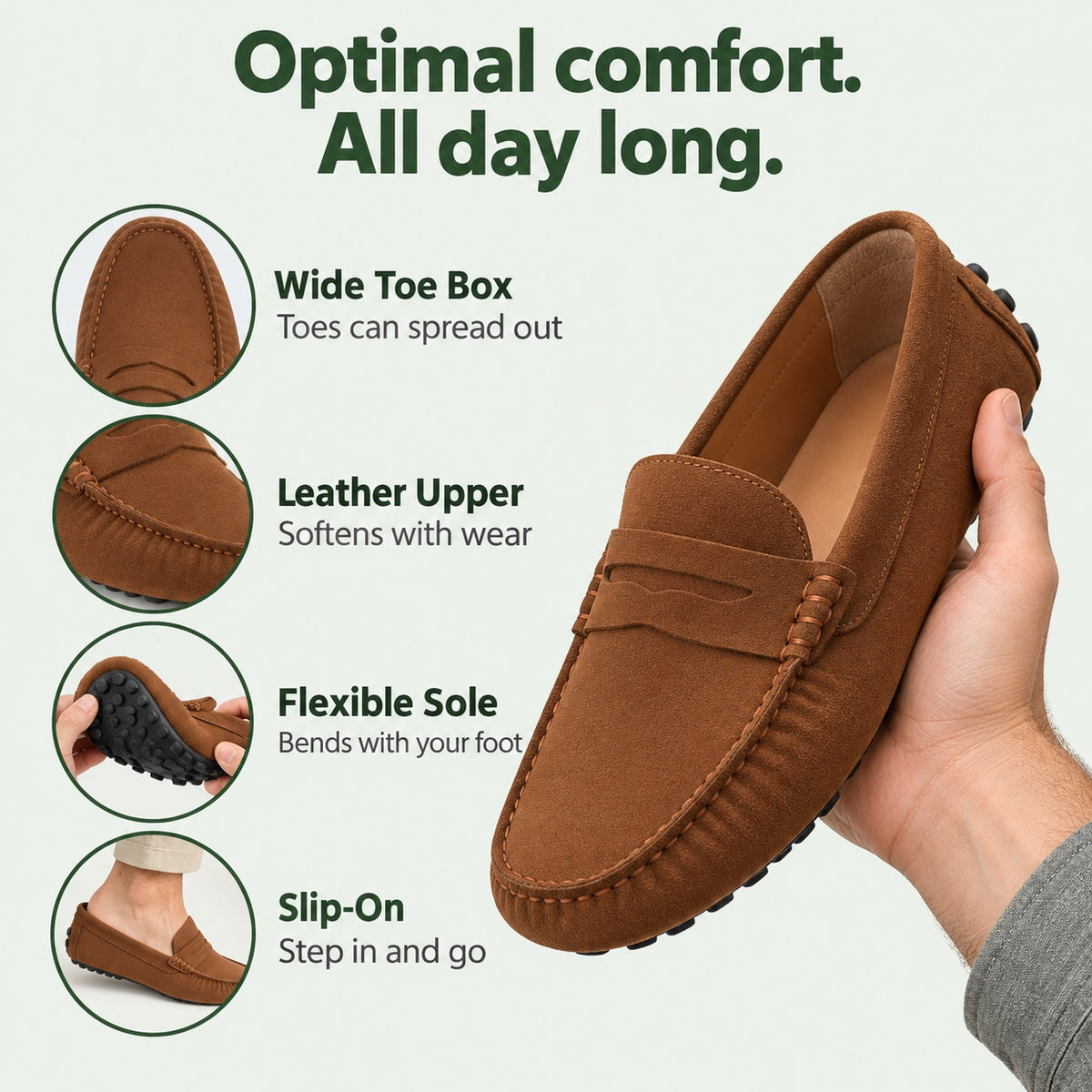 Harvey – Men's Wide Toe Box Loafers, features