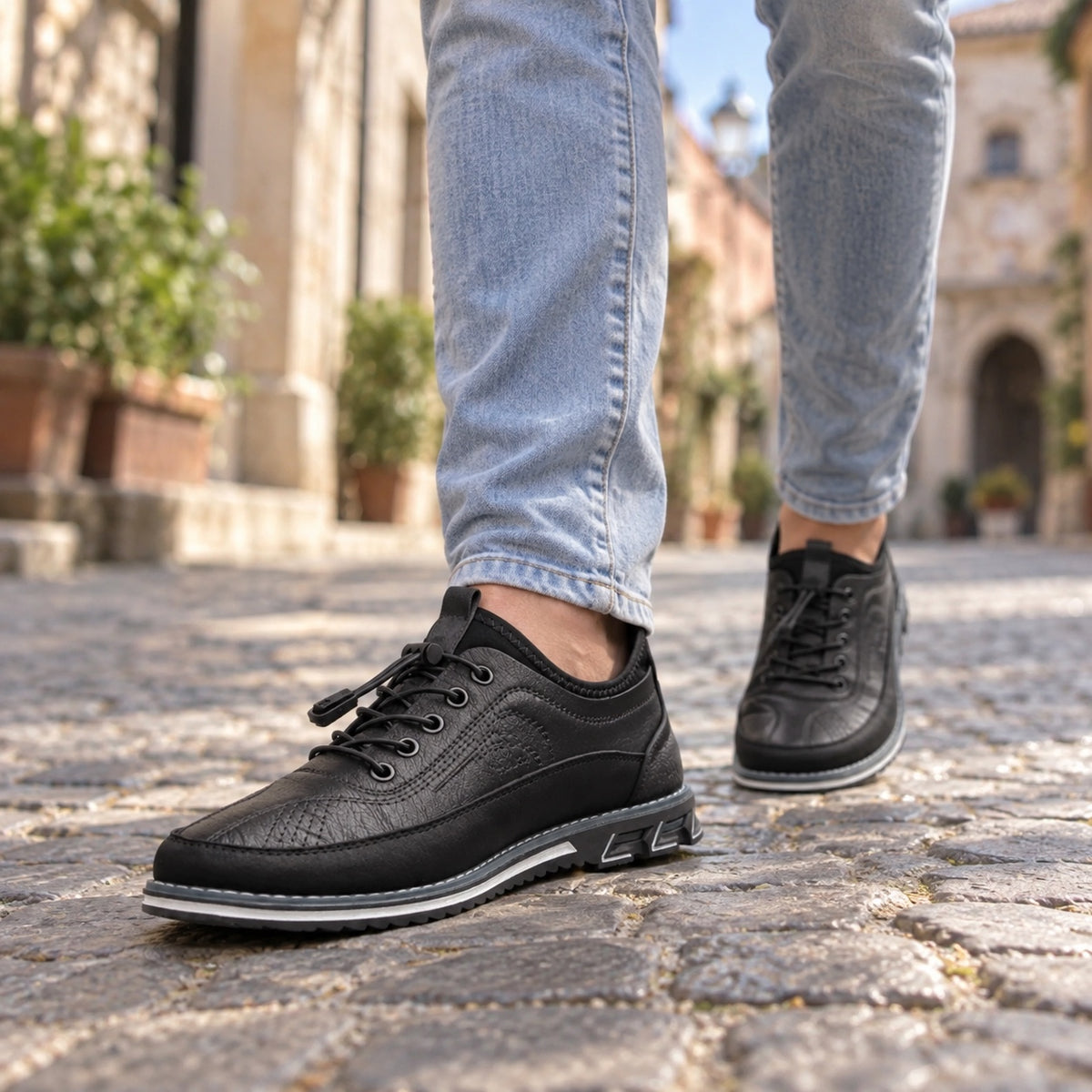 Herman – Men's Non-Slip Shoes, worn on a walk
