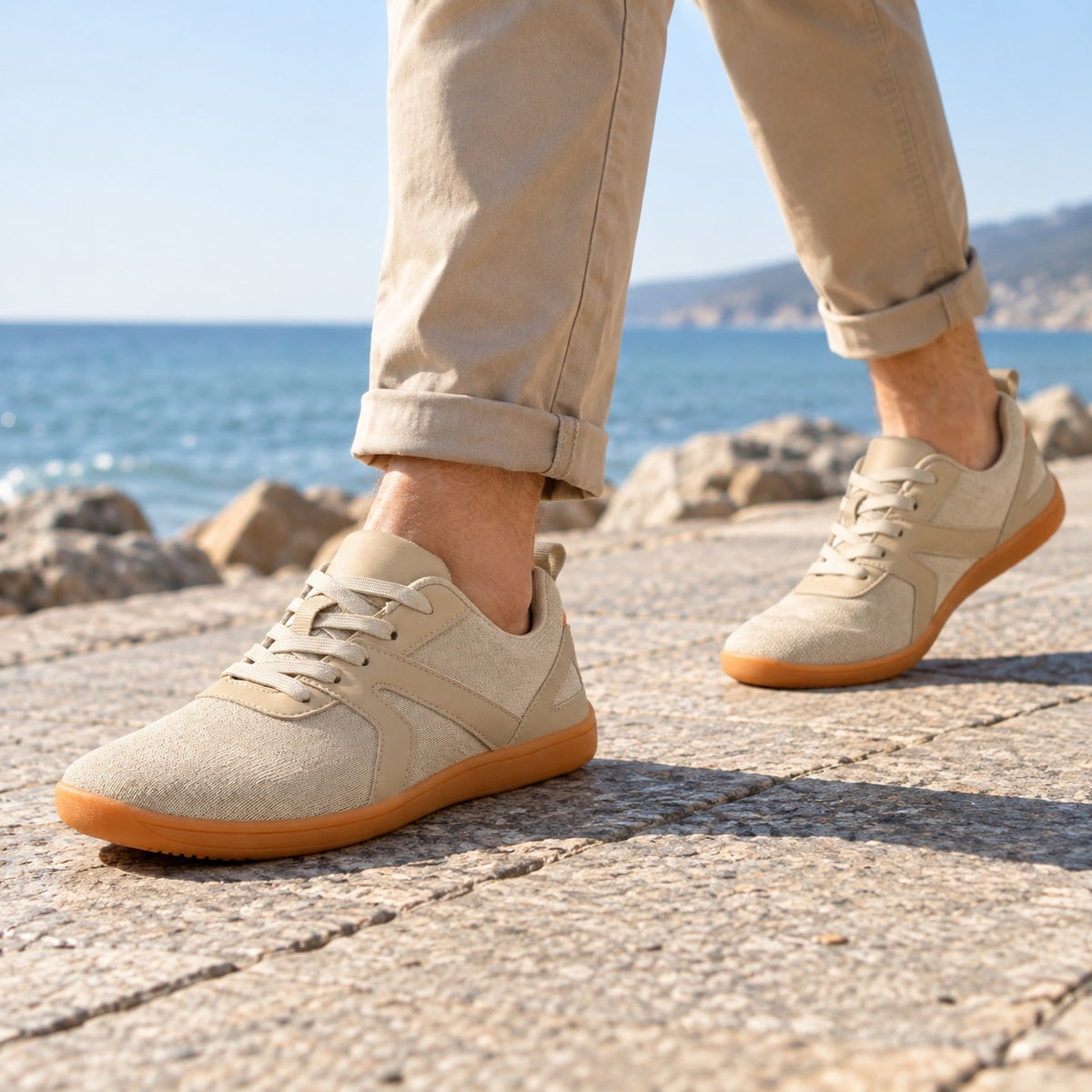 Hoffman – Unisex Barefoot Sneakers, worn on a walk