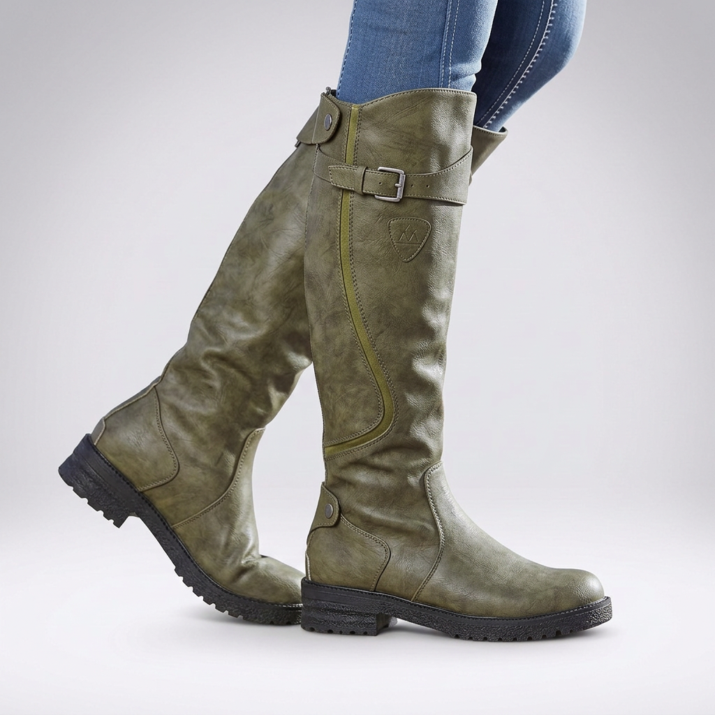 Women's Orthopedic Tall Boots – Anti-Slip Outsole, Adjustable Buckle Closure