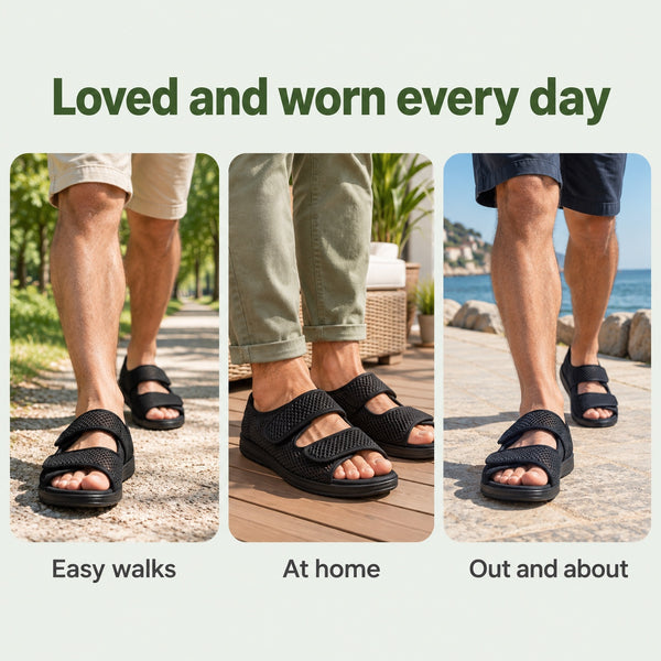 Hunt – Unisex Wide Toe Box Sandals, worn every day