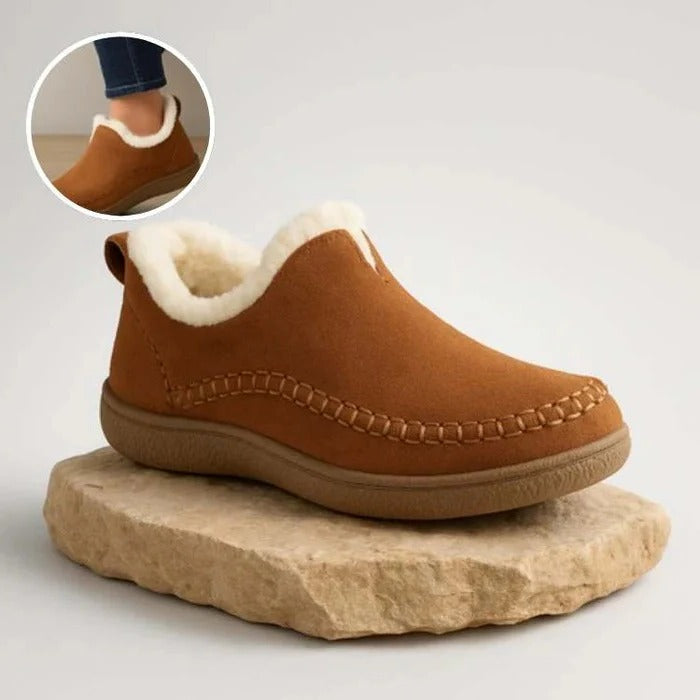 Winter Comfort Shoes with Orthopedic Footbed and Fleece Lining, Anti-Slip Sole