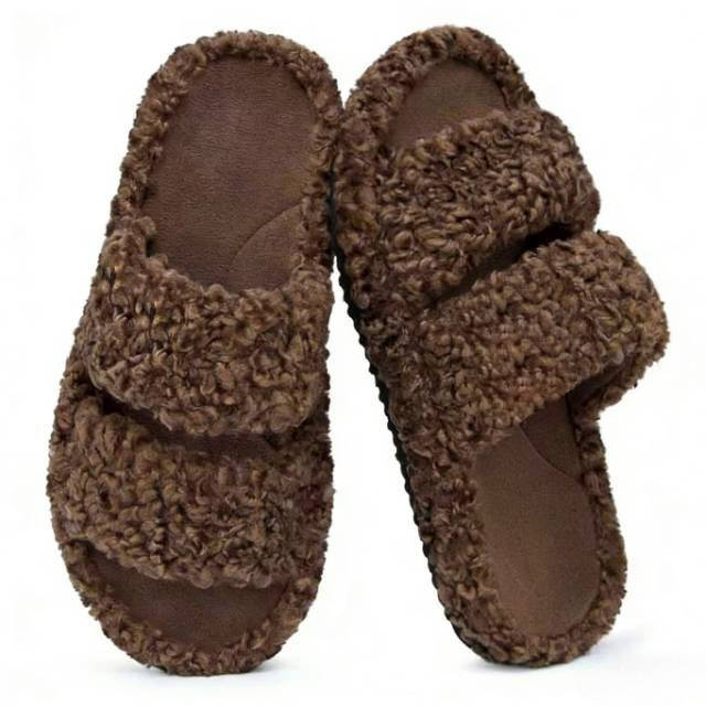 Womens Fuzzy Open Toe Slippers, Memory Foam Indoor House Shoes, Anti Slip Lightweight Indoor Outdoor Slippers