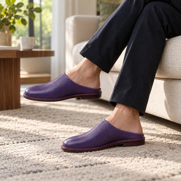 Ingram – Unisex Comfort Slippers, worn on a walk