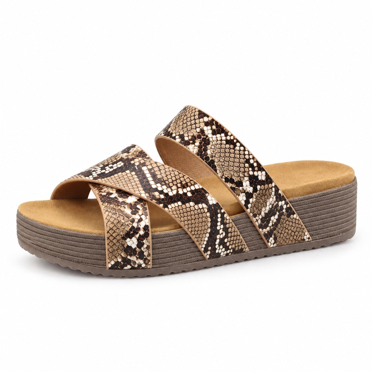 Jarvis – Unisex Wide Toe Box Sandals in Snake print