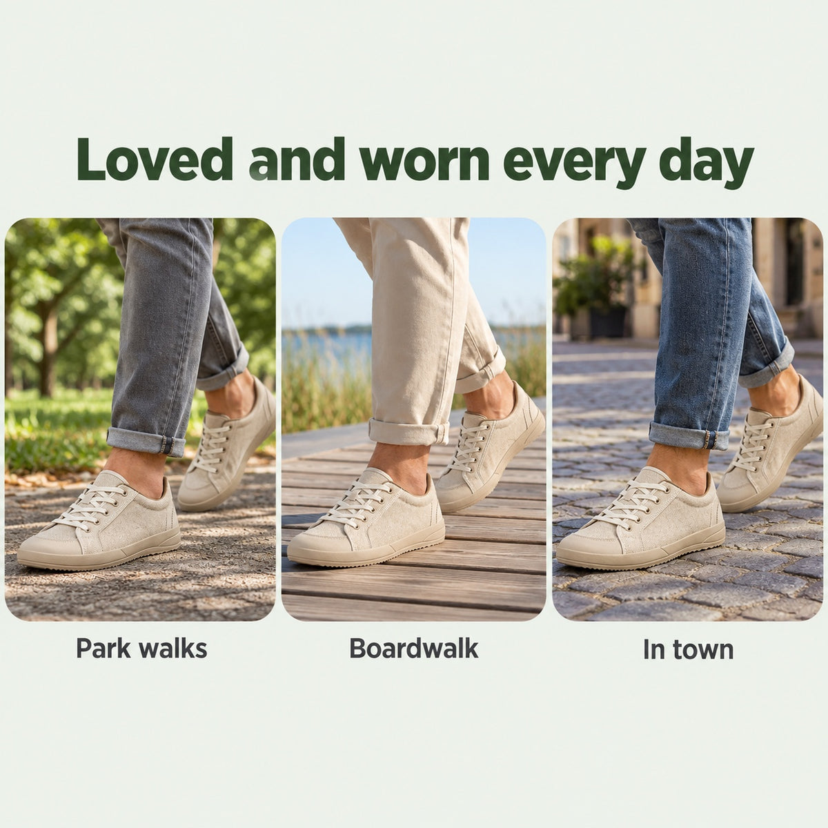 Jenkins – Unisex Wide Toe Box Sneakers, worn every day